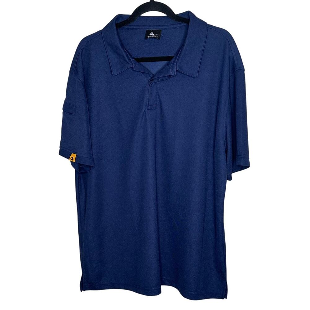 Zity Blue Polo Shirt Short Sleeve Pocket Stretch Performance Golf Office Mens XL